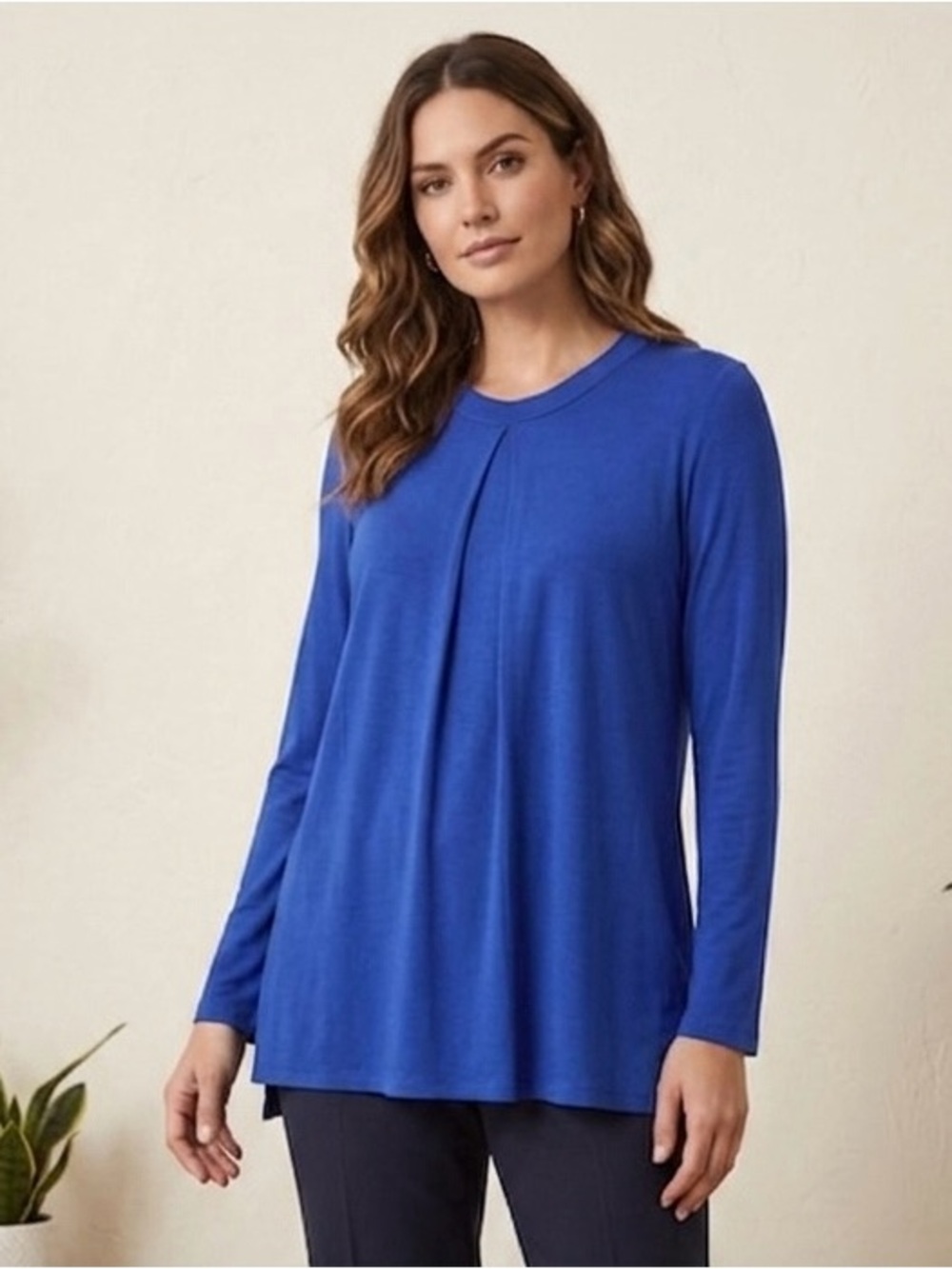 Thanth Blue Long Sleeve Women's Top Tunic Size M